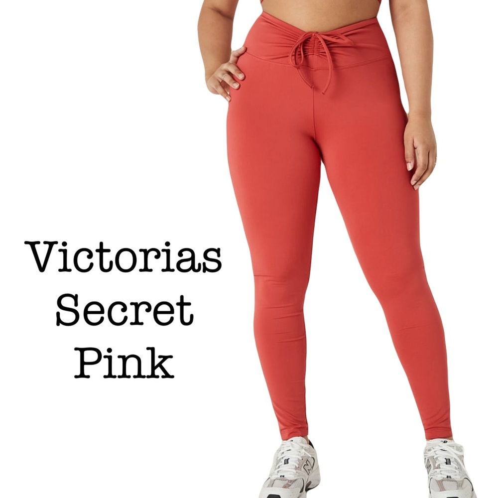 New Victoria’s Secret Pink Brick Red Adjustable Ruched Leggings